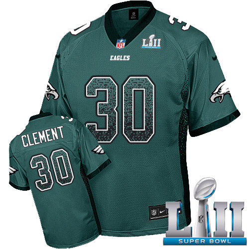 Nike Eagles #30 Corey Clement Midnight Green Team Color Super Bowl LII Men's Stitched NFL Elite Drift Fashion Jersey - Click Image to Close